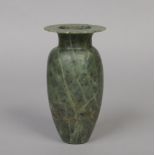 A spinach nephrite vase of ovoid form and with flattened rim, 20.5cm.Condition report intended as