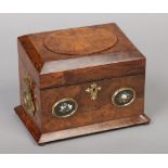 A 19th century figured walnut table box with gilt bronze mounts, pietra dura panels and having