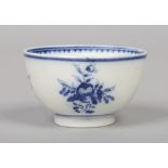 A Caughley blue and white teabowl. Printed in underglaze blue with the uncommon Simple Posy