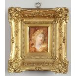 After Guido Reni, cushion gilt framed ivory portrait miniature of a maiden, 10cm x 8cm.Condition