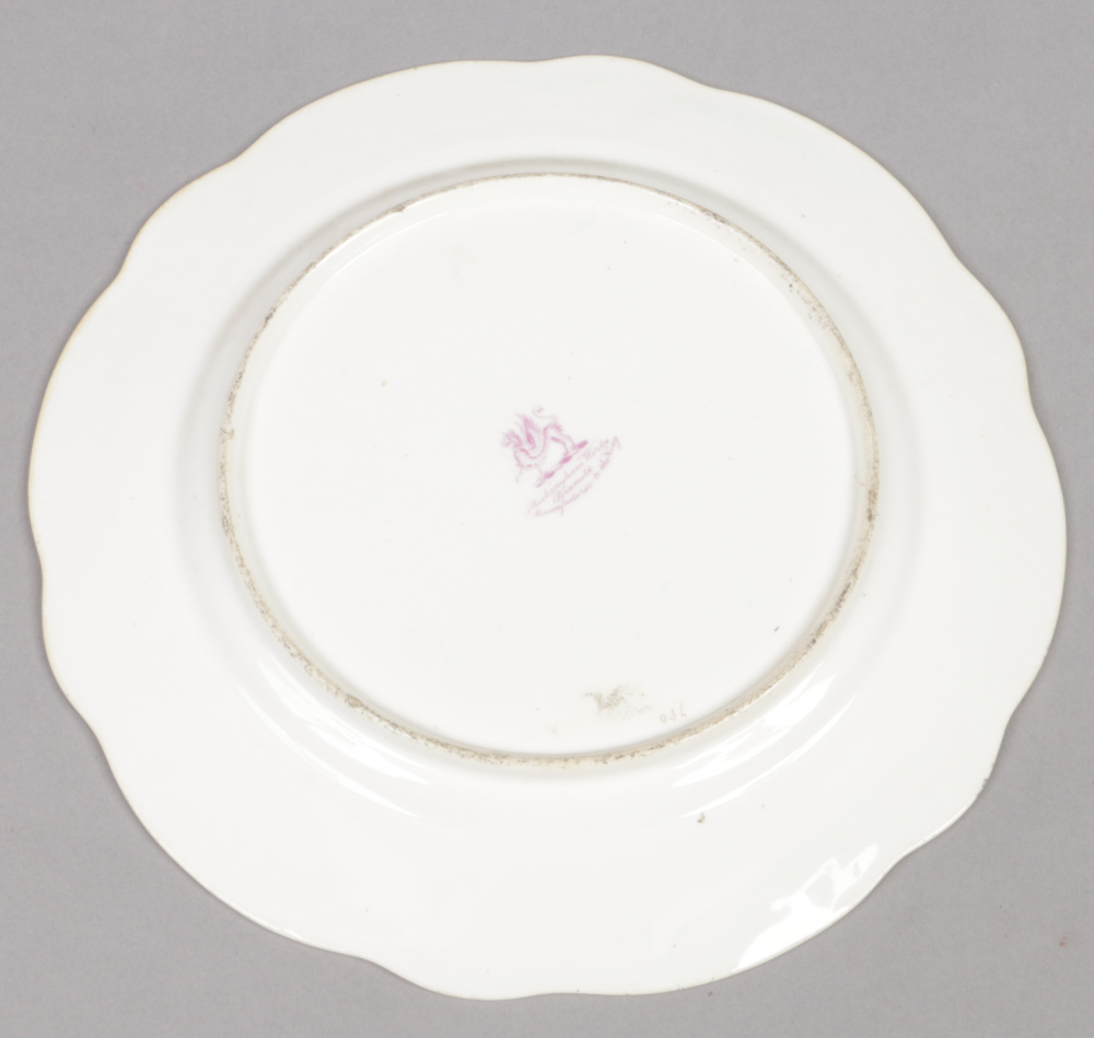 A Rockingham part dessert service with C-scroll moulding and having gilt and grey borders. Each - Image 3 of 19