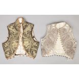 Two children's gold thread embroidered waistcoats, possibly Turkish.