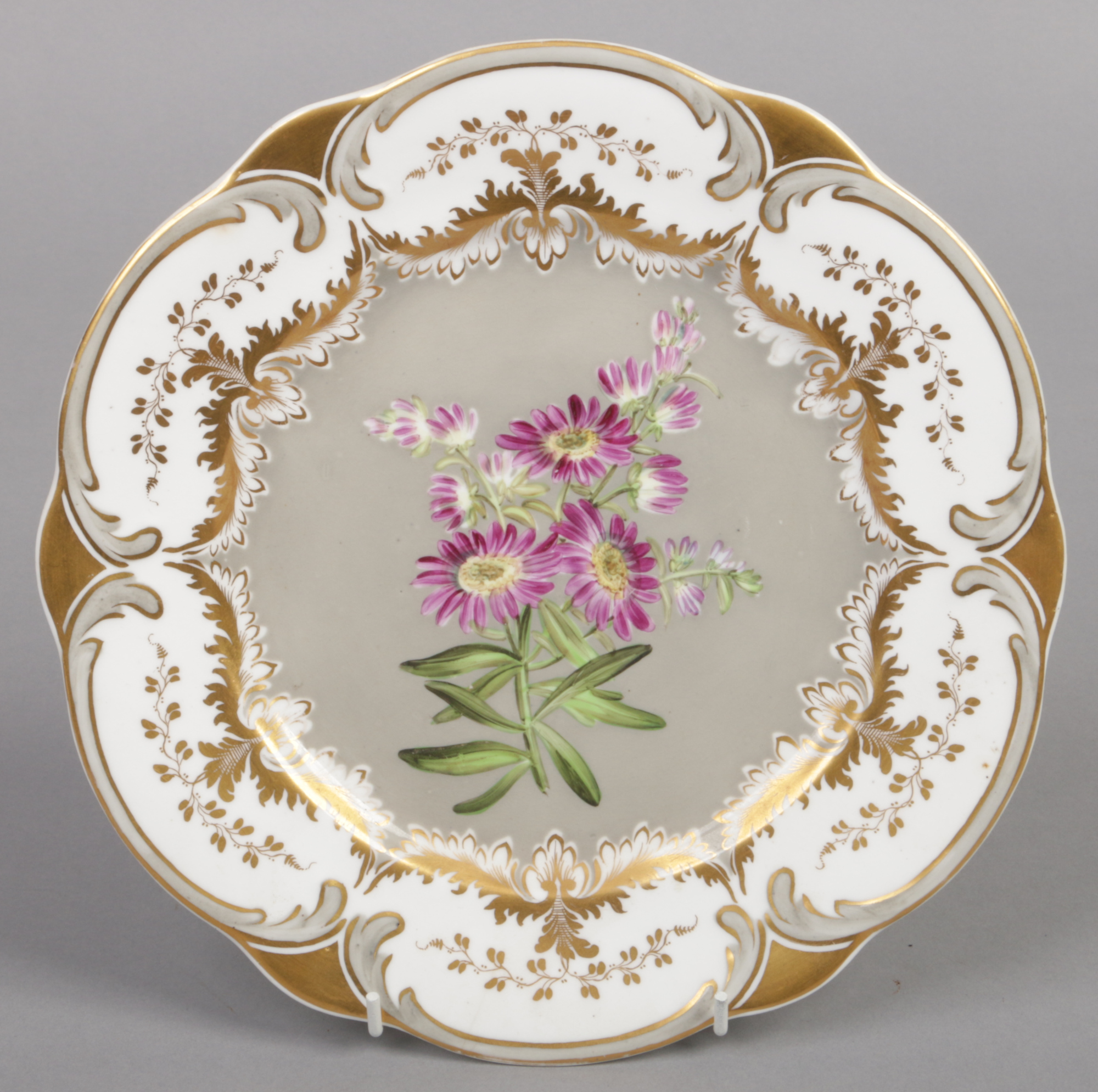 A Rockingham part dessert service with C-scroll moulding and having gilt and grey borders. Each - Image 17 of 19