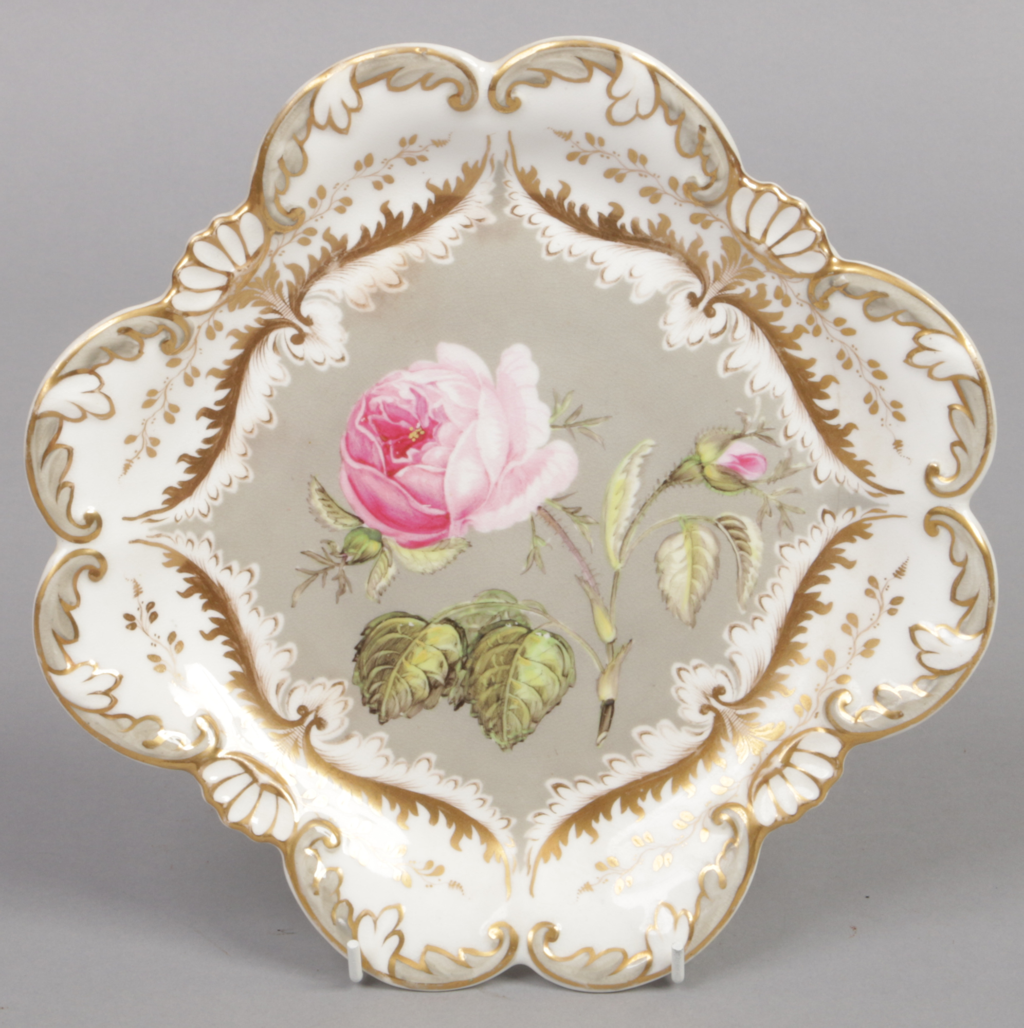 A Rockingham part dessert service with C-scroll moulding and having gilt and grey borders. Each - Image 18 of 19