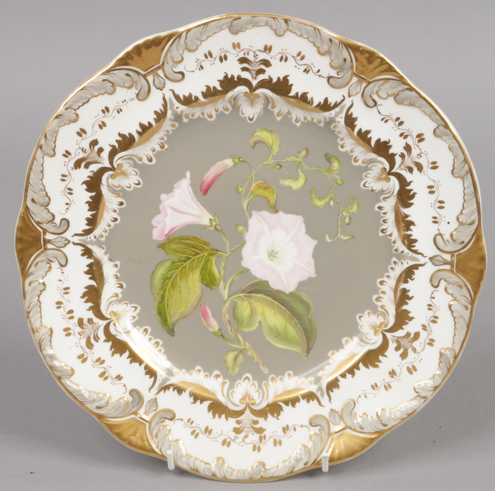 A Rockingham part dessert service with C-scroll moulding and having gilt and grey borders. Each - Image 14 of 19