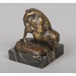 Charles Gremion (French 19th century). A bronze study of a chick raised on a square marble plinth.