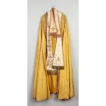 A Priests embroidered silk Liturgical cope vestment and stole.