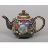 A Japanese Meiji period cloisonne teapot and cover, 9cm.Condition report intended as a guide only.