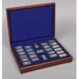 The Birmingham Mint, a cased set of 25 limited edition cast silver ingots in memoration of the