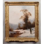 John Trickett (British b.1953) gilt framed oil on canvas. Winter pheasant shooting scene with a