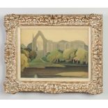 Harry Epworth Allen R. B. A. (1894-1958) gilt framed tempera. View of Bolton Abbey. Signed, 24cm x