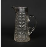 A Victorian silver rimmed cut glass jug by W & G Neal. Assayed London 1900, 23cm.Condition report