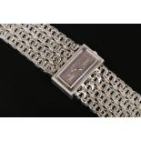 A ladies silver Omega De Ville Jeux D'Argent manual bracelet watch. With grey satin rectangular