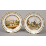 A pair of 19th century Paris porcelain lobed cabinet plates. Each painted in coloured enamels with a