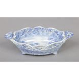 A Spode blue and white pearlware twin handled chestnut basket. With pierced border and printed