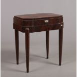 A Continental Art Deco rosewood work table with fitted interior. Having canted rectangular top and