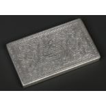 An Egyptian silver cigarette case. Engraved with scrollwork. Cat punch mark, 12.5cm.Condition report