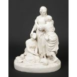 A Victorian Minton titled Parian figure group on ovoid base. Naomi and her daughter in law.