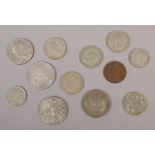 A quantity of coins to include 1935 crown, half crowns, two shilling coins etc.
