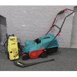 A Bosch electric scarifier and a Karcher pressure washer.