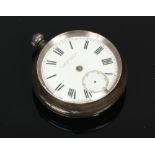 A silver cased pocket watch assayed Birmingham 1895 with white enamel dial, second subsidiary dial