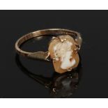 A 9ct gold cameo ring, size P 1.54 grams gross weight.