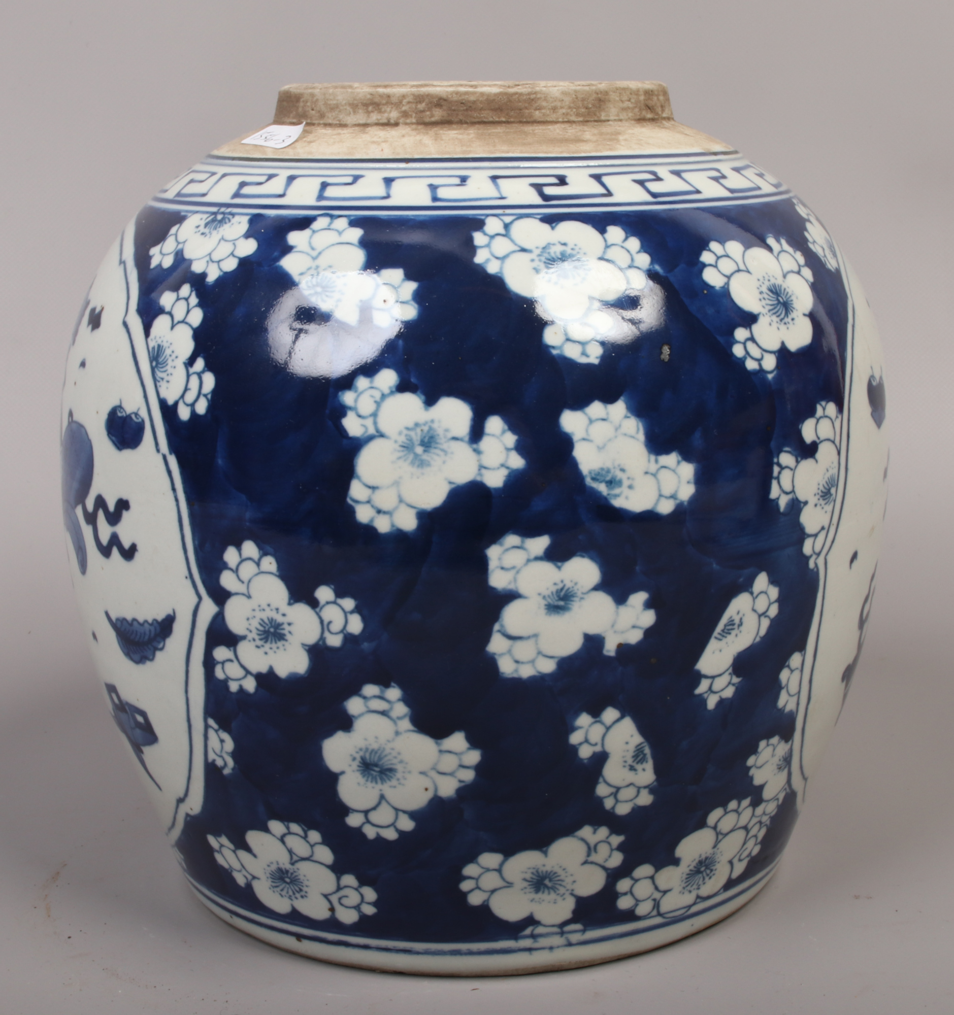 A 19th century Chinese blue and white ginger jar painted in underglaze blue with panels of - Image 3 of 5