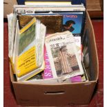 A box of miscellaneous to include records, maps, silk, Bossen heads etc.