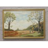 T. W. Richardson, a gilt framed oil on canvas, country shooting scene, 50 x 75cm.