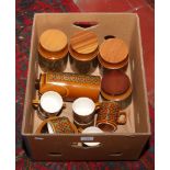 A box of Hornsea coffee wares and storage jars Bronte pattern.