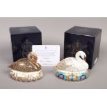 A Royal Crown Derby limited edition Black Swan paperweight for the Queens Golden Jubilee, along with
