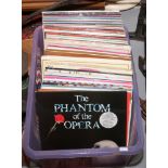 A box of L.P records to include easy listening, musicals and boxed sets.