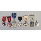 Seven masonic badges mainly silver to include Founder and Vice Patron examples.