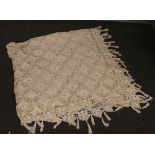 A crochet bed cover, 235cm x 215cm.