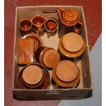A box of Hornsea coffee wares and storage jars Heirloom pattern.