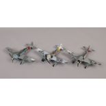 Three Franklin Mint Diecast metal models of German aircraft including Focker Wolf 190, Luftwaffe and