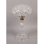 A cut glass table lamp, height 46cm.
