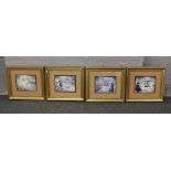 After Christa Kieffer a set of four gilt framed prints, early 20th century street scenes.