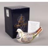 A Royal Crown Derby Signature edition Millennium Dove paperweight for Goviers of Sidmouth with