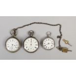A Victorian silver pocket watch, along with an early 20th century silver fob watch and a white metal