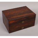 An early Victorian rosewood vanity box, manufacturers label for Lambe & Wells.