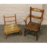 Two vintage child's chairs to include ash and elm bobbin turned example.