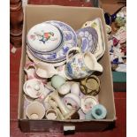 A box of miscellaneous to include Masons ceramics Regency design, Poole, cabinet plates, art glass