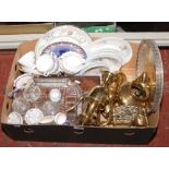 A box of miscellaneous ceramics, glass and metalwares to include Dorchester six place tea service,