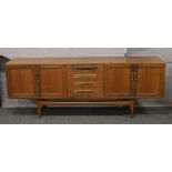 A G-plan Fresco teak sideboard designed by Victor Wilkins H 80cm x L 214cm x D 46cm.