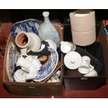 A box of miscellaneous ceramics and glass to include Coalport, Aynsley, Woodsetts Wesleyan Methodist