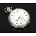 A silver presentation pocket watch with enamel dial and subsidiary seconds, assayed Birmingham