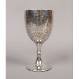 A silver presentation goblet for Longstone Poultry Farmers Society 1908 presented by Mr C H Britton,
