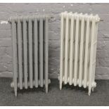 Two working vintage cast iron radiators, 72cm high, 35cm wide.