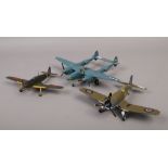 Three Franklin Mint Dieast metal model aircraft, Lockhead Lighting Photo - Reconna, Ssance, Kawasaki